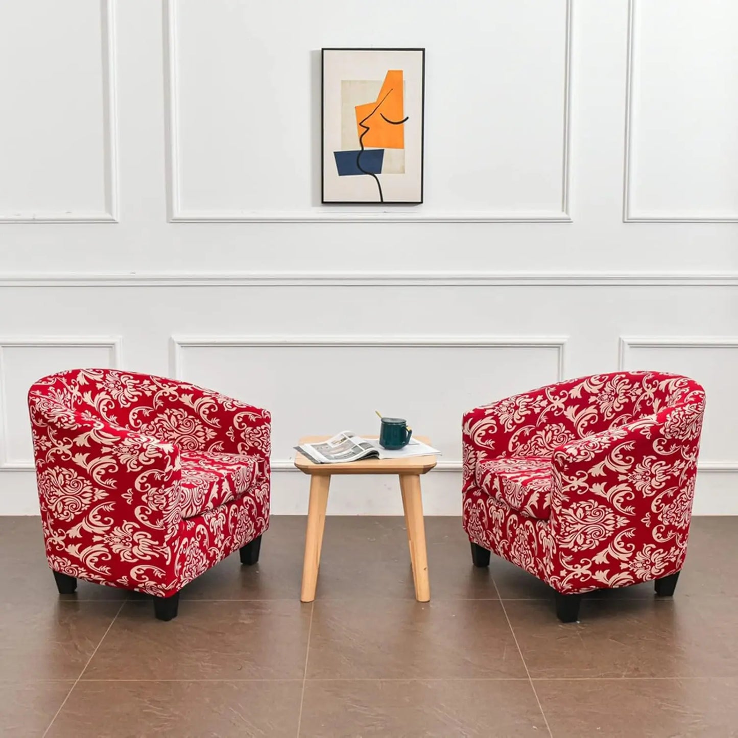 Stretch Club Chair Slipcover 2 Piece Printed Tub Chair Slipcover Stretch Armchair Cover Single Sofa Cover Furniture Protector