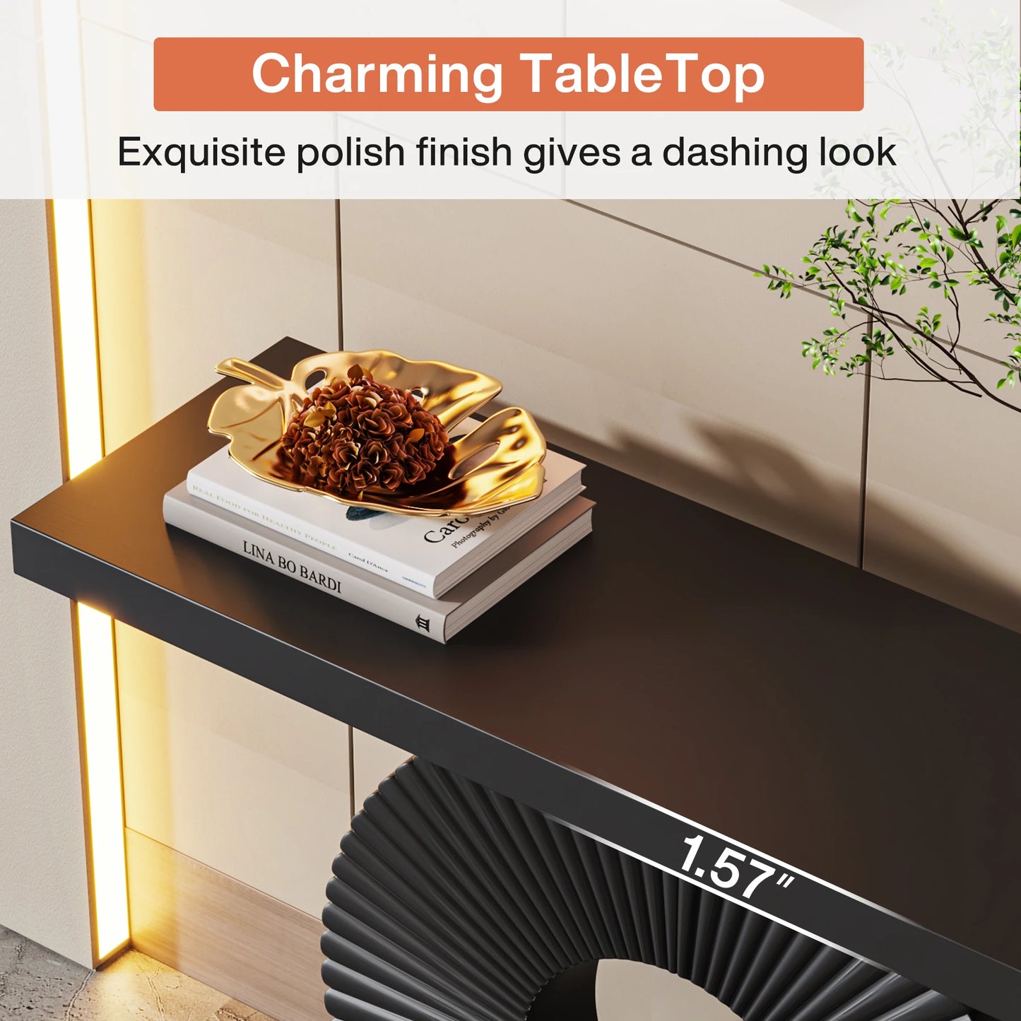 Tribesigns Modern Console Table with Geometric Base, 40 inch Wood Entryway Table Sofa Table Narrow Long Table