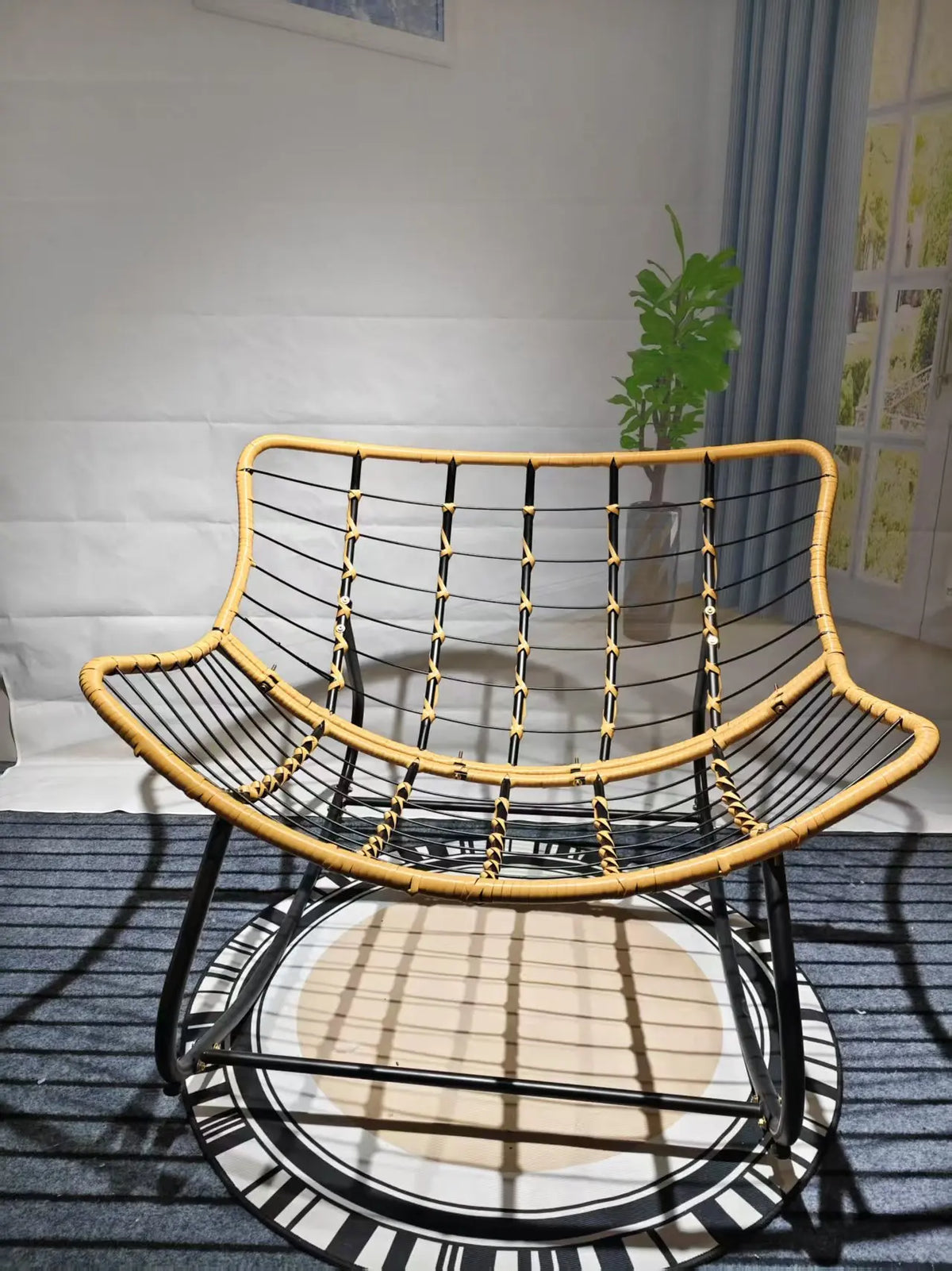 Outdoor Rocking Chair Adult Lazy Sofa Bird Nest Shaped Living Room Balcony Nap Small Apartment Rattan Woven Adul Rocking Chair