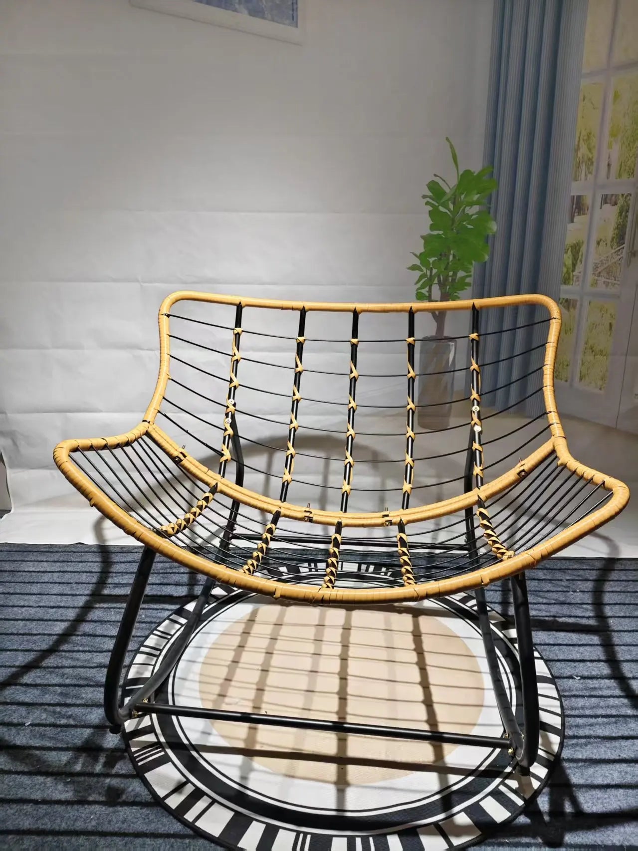 Outdoor Rocking Chair Adult Lazy Sofa Bird Nest Shaped Living Room Balcony Nap Small Apartment Rattan Woven Adul Rocking Chair