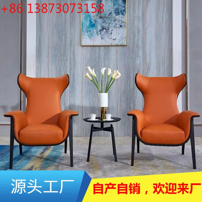 Nordic single sofa chair modern simple study balcony lazy leisure chair solid wood tiger chair