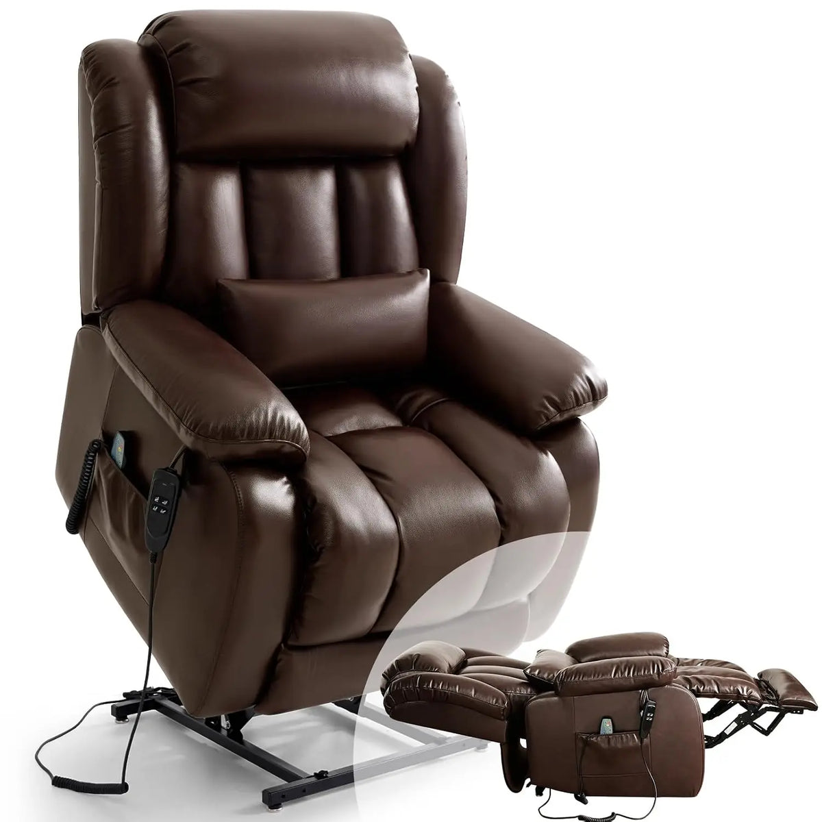 Infinite Position Lay Flat Power Lift Recliner Chair for Elderly, Brown, Customized