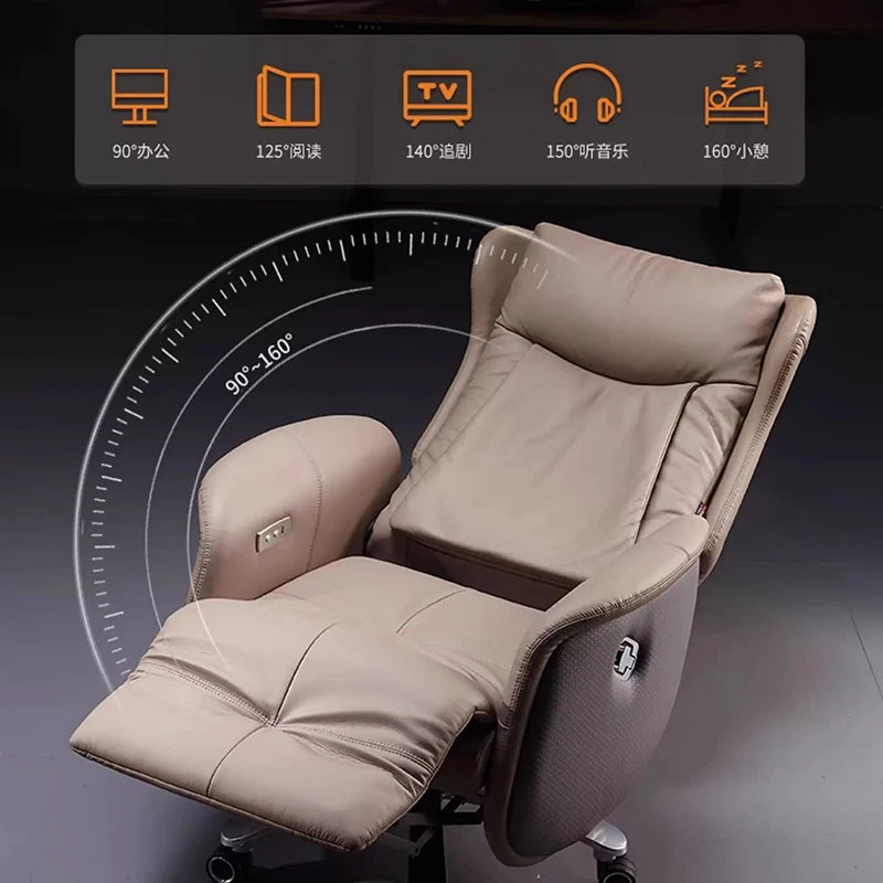 Computer Armchair Solid Wood Frame Furniture 7-Point Vibrating Ergonomic Chair With Wheels Electric Footrest Office Gamer