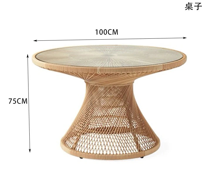 Outdoor courtyard garden, leisure rattan sofa, rattan chair combination, outdoor balcony, waterproof and sunscreen furniture