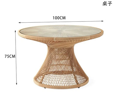 Outdoor courtyard garden, leisure rattan sofa, rattan chair combination, outdoor balcony, waterproof and sunscreen furniture