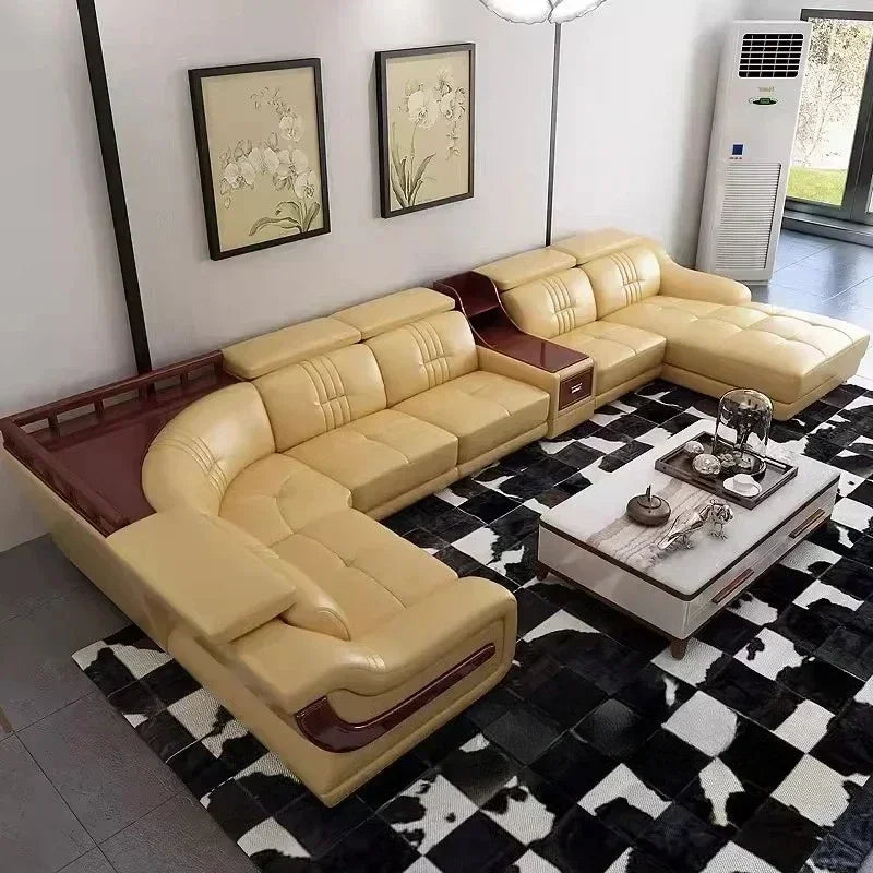 Linlamlim Premium Italian Genuine Leather Sofa Set Big Sectional Couch Living Room Sofas With Adjustable Headrest Home Furniture
