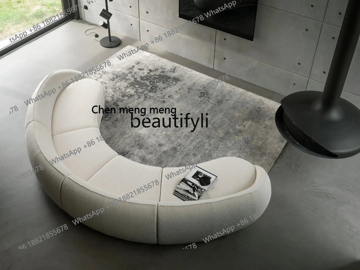 ss 8350  Italian Minimalist Modern Light Luxury Arc Semicircle Fabric French Sofa for Multi-User