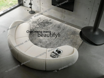 ss 8350  Italian Minimalist Modern Light Luxury Arc Semicircle Fabric French Sofa for Multi-User