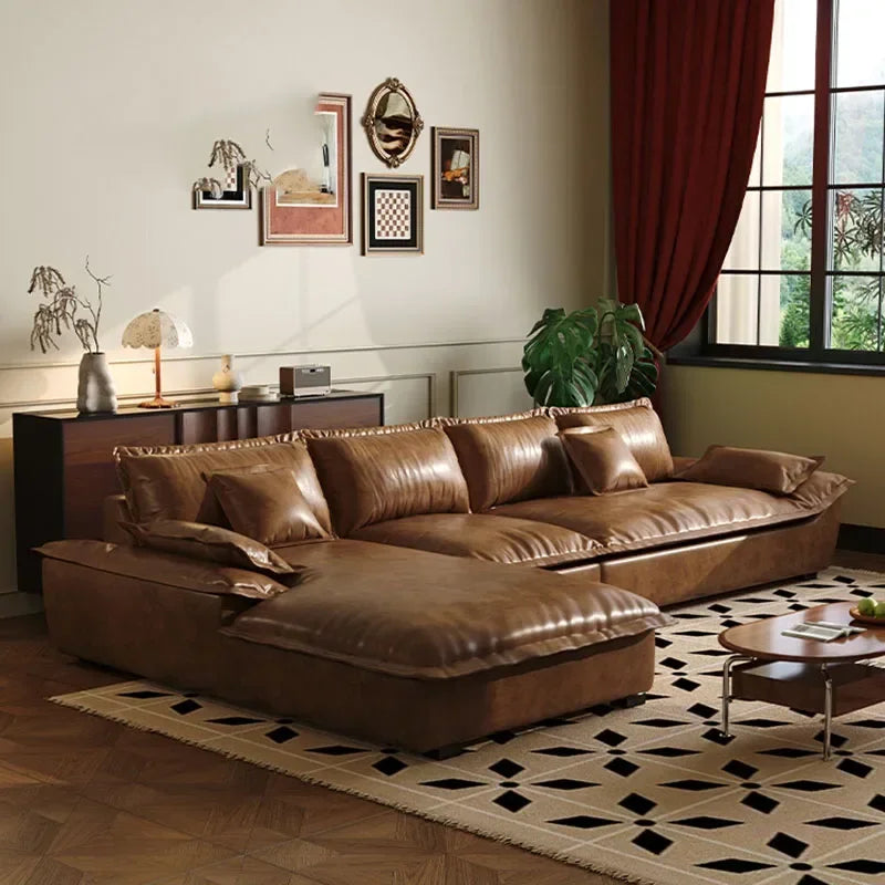 Lazy Leather Living Room Sofas Love Seat Nordic Minimalist Sectional Sofas Modern Relaxing Filling Sillon Cama Home Furniture