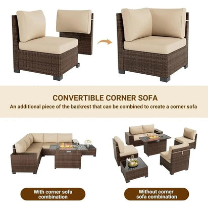 7 PCS Outdoor Sectional Conversation Set with 44