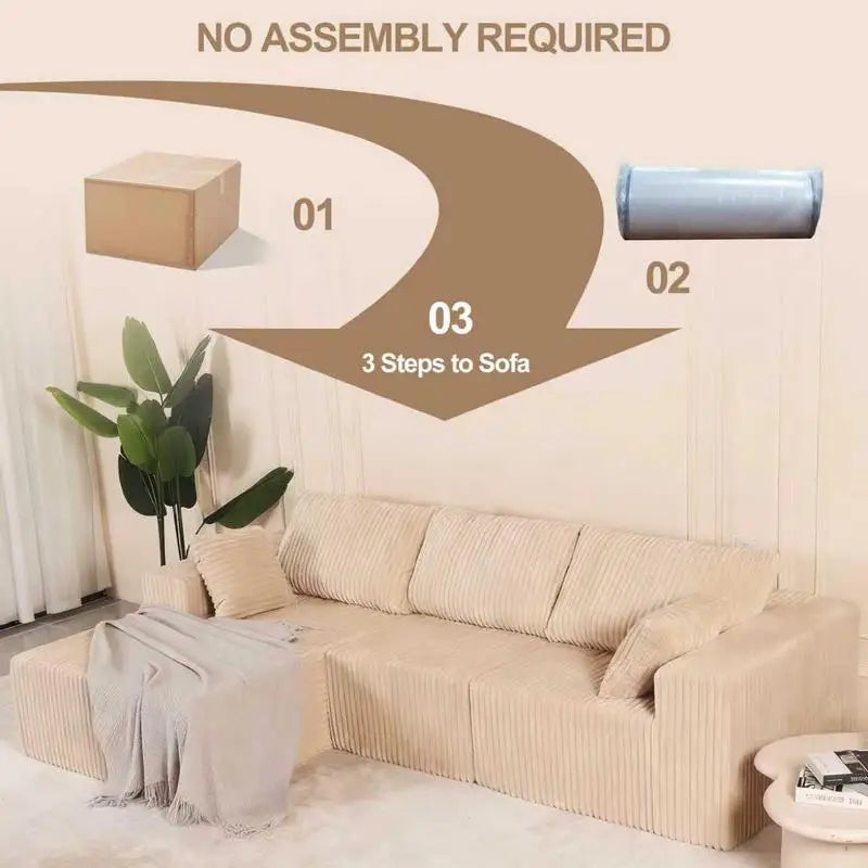 Modular Sectional Sofa with Pillow, Cloud L-Shape Couch with Chaise, Modern Deep Seat Upholstered Sofa for Living Room and
