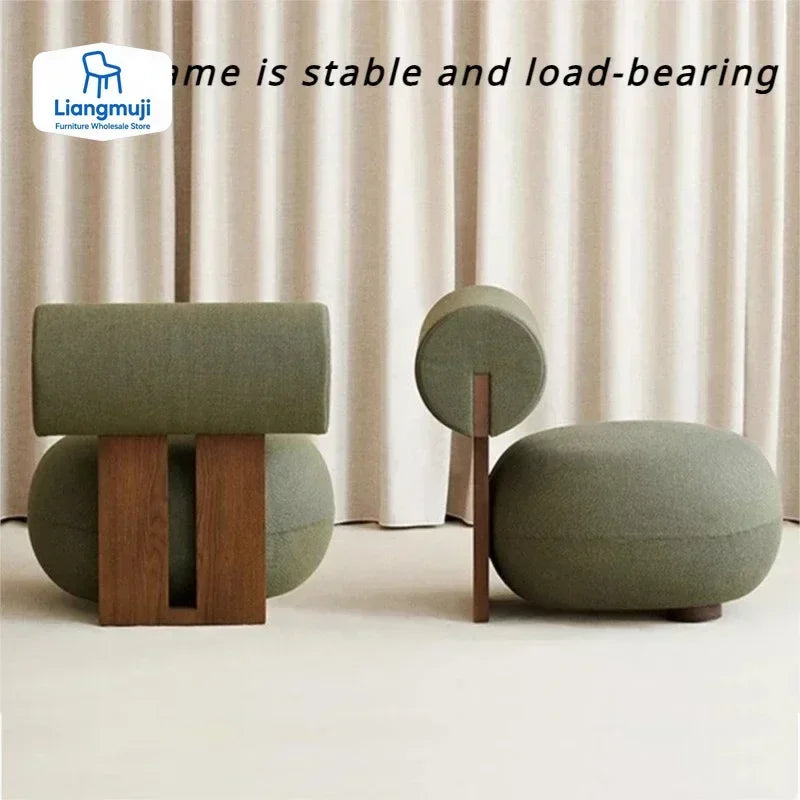 Nordic Backrest Chair Modern Solid Wood Luxury Single Sofa Balcony Tatami Lounge Chair Cloth Chair Living Room Furniture chaises