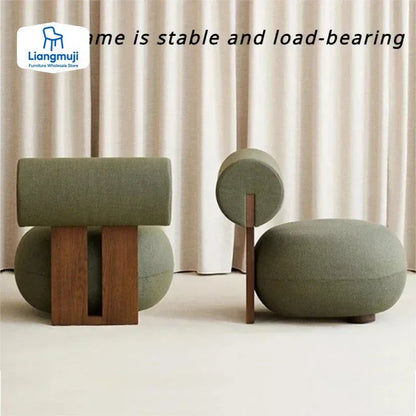 Nordic Backrest Chair Modern Solid Wood Luxury Single Sofa Balcony Tatami Lounge Chair Cloth Chair Living Room Furniture chaises