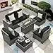 QAZ8-7 Piece Patio Furniture Set Fire Pit Table. Outdoor Conversation Sets Wicker Rattan Sectional Sofa with Coffee TSZ