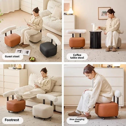 Household yo-stool simple shoe changing stool, backrest sofa pulley stool,  universal wheel rotating creative low stool