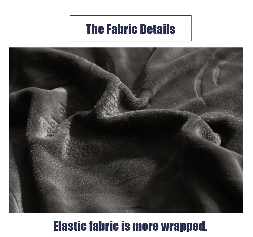 Luxury 1/2/3/4 Seater Slipcover with Elegant Skirt Solid Color Thickened Crystal Velvet Jacquard European Full Cover Non-Slip