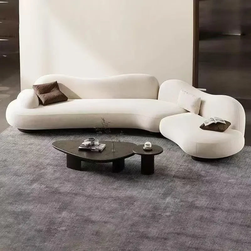 Italian minimalist sea salt sofa living room large flat layer fabric simple modern special-shaped sofa
