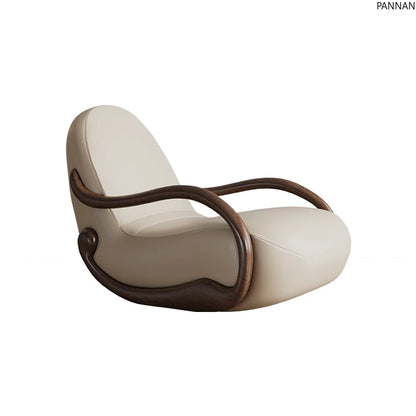 Design rocking chair new Chinese leisure chair walnut armrest living room balcony lazy recliner Italian minimalist