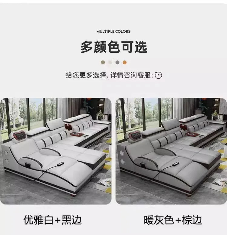 small apartment living room multi-functional massage light luxury Italian first layer cowhide 2024 new