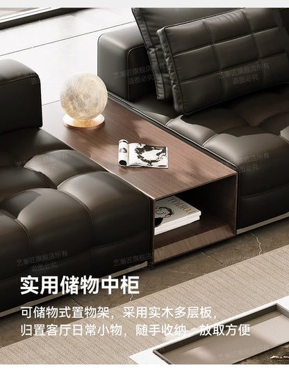 Lawrence leather sofa full green leather living room 2025 new minimalist straight row