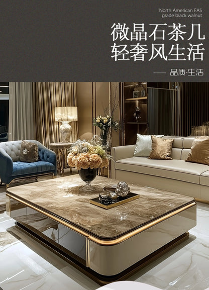 Light luxury large coffee table microcrystalline stone modern living room marble coffee table