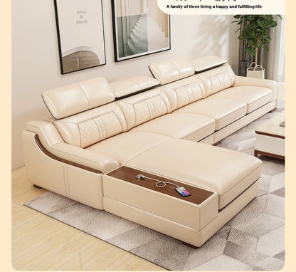 Modern Style Multifunctional Sofa Single Seat L-Shaped Combination Sofa With Massage Chair Leather Sofa Set With Speaker