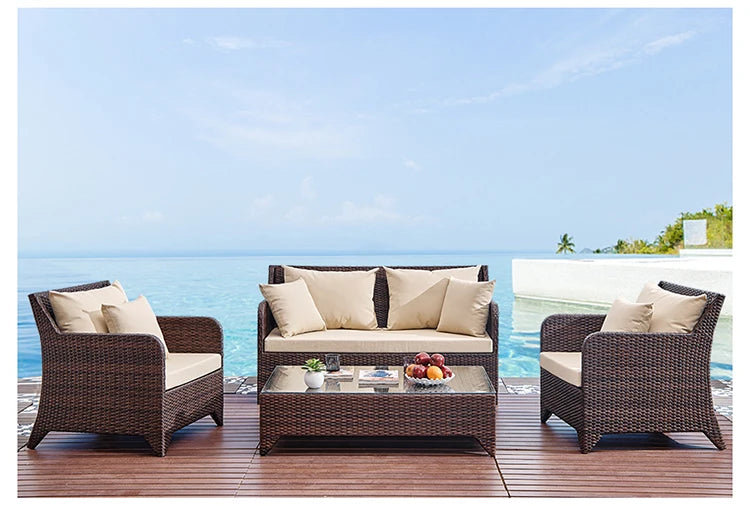 Wicker outdoor imitation rattan leisure living room courtyard balcony furniture sales office outdoor display negotiation sofa