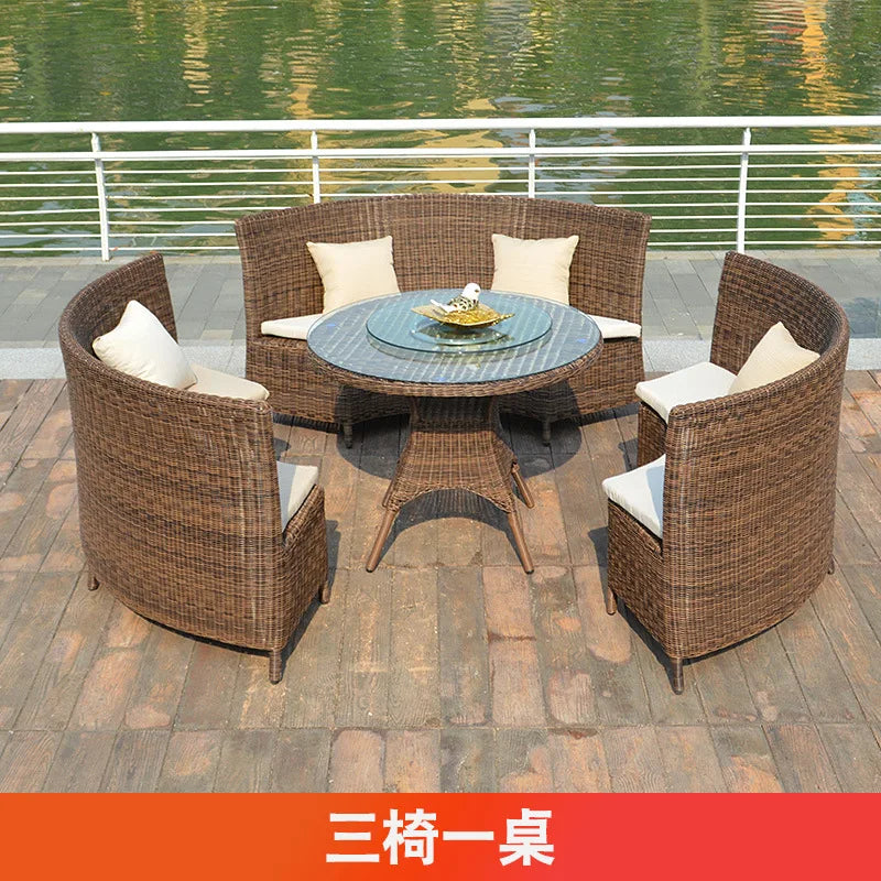Outdoor rattan chair three-piece balcony leisure rattan table and chair creative rattan chair combination courtyard garden
