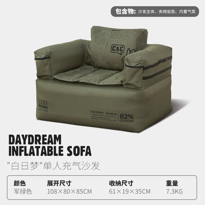 Double and Single Inflatable Sofa with Built-in Air Pump, Comfortable and Portable for Camping and Leisure Home Use