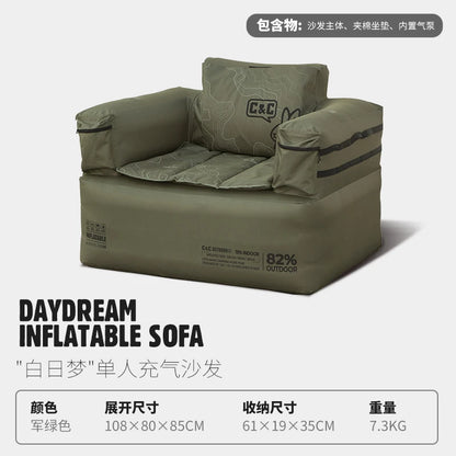 Double and Single Inflatable Sofa with Built-in Air Pump, Comfortable and Portable for Camping and Leisure Home Use