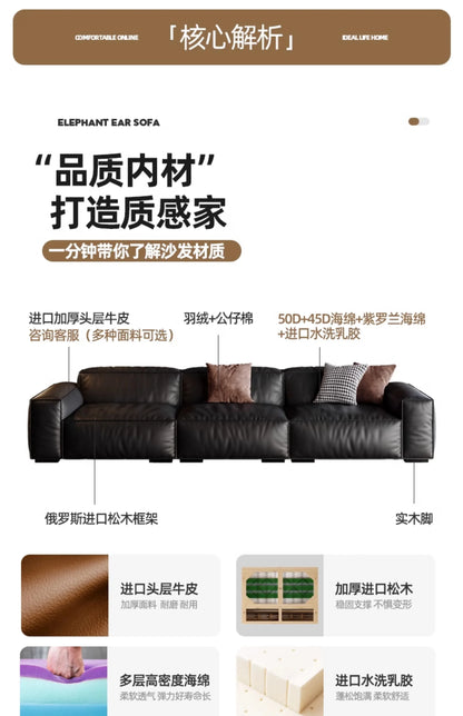 Family Italian Living Room Sofas Genuine Leather Sectional Apartment Relaxing Sofa Elegant Comfortable Muebles Home Furniture