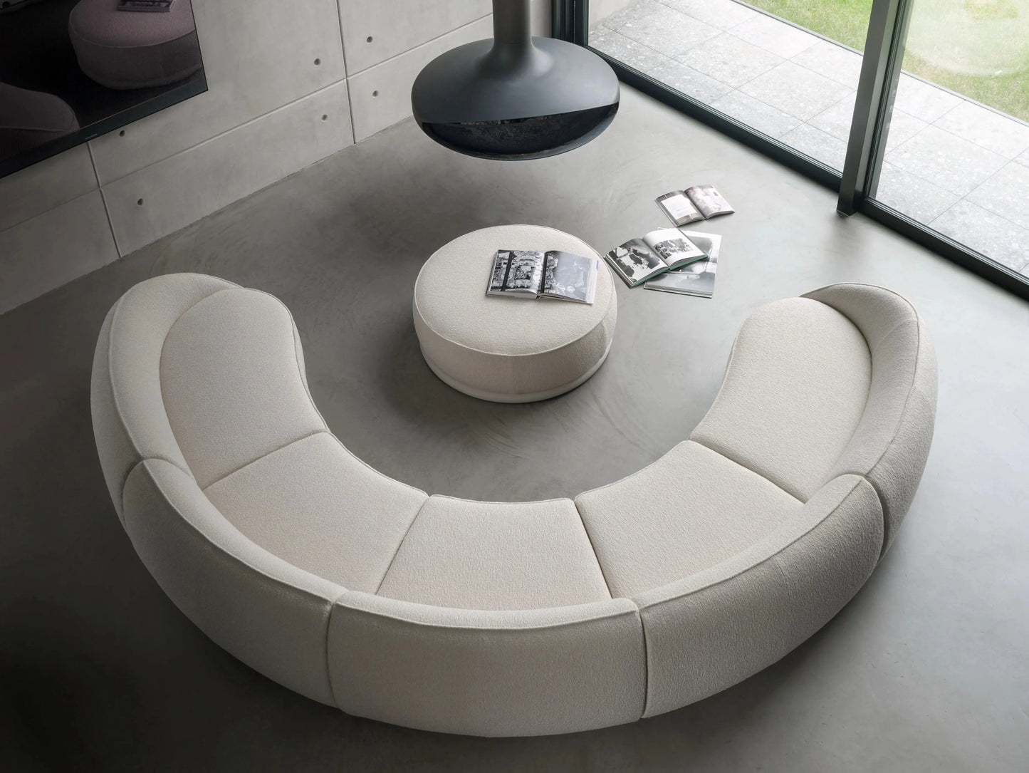 ss 8350  Italian Minimalist Modern Light Luxury Arc Semicircle Fabric French Sofa for Multi-User