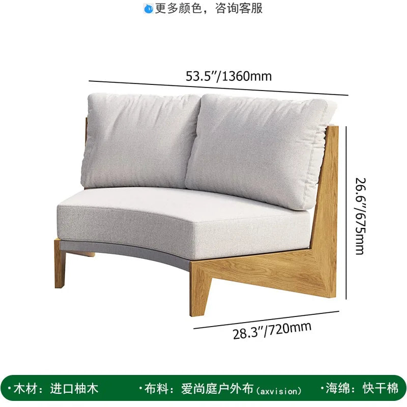 Outdoor sofa teak courtyard terrace leisure resort hotel outdoor deck rattan sofa garden furniture