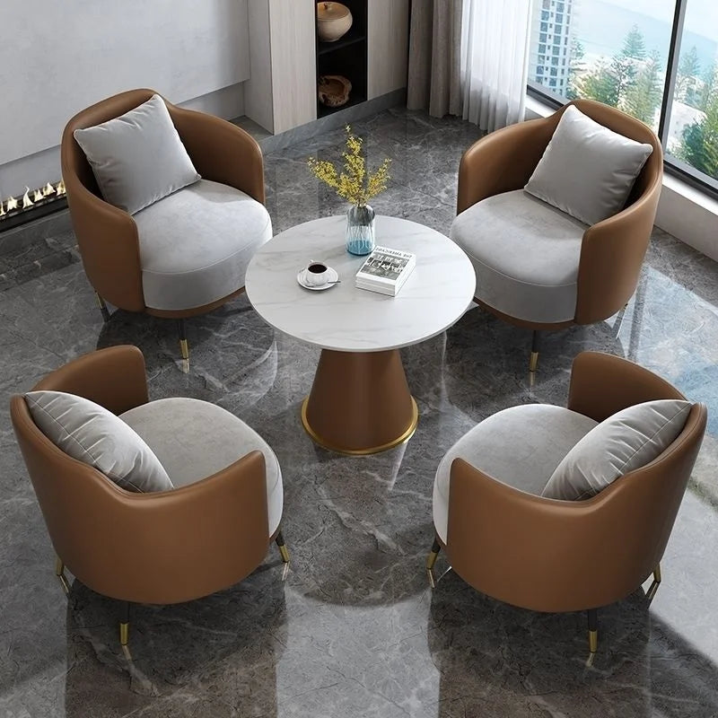 Custom minimalist light luxury single sofa coffee table set leisure hotel reception sales office negotiation table and chair