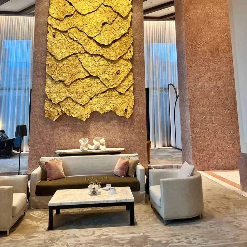 Hotel lobby furniture, modern common areas, synthetic leather upholstery, modular sofa set