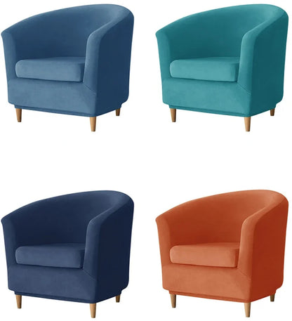 Velvet Sofa Cover Single Sofa Cover for Living Room Elastic Solid Color Armchair Slipcover for Bar Home Counter with Seat Covers