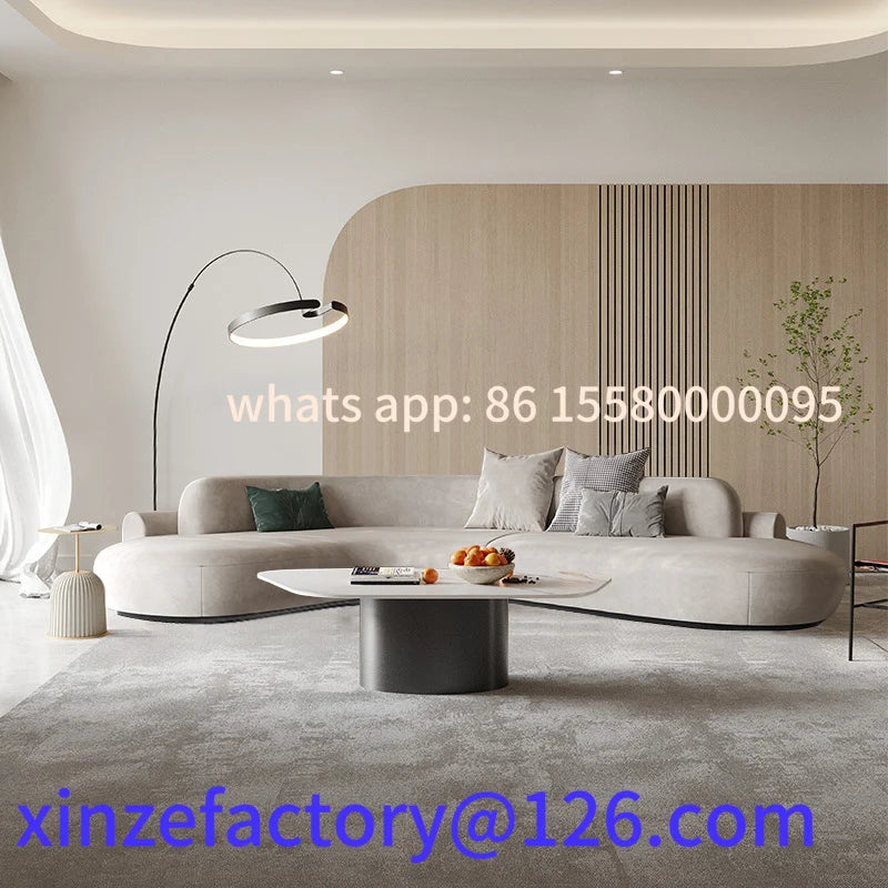 Customizable Italian Minimalist Arc Sofa - Modern Luxury Designer Fabric Sectional for Model Homes