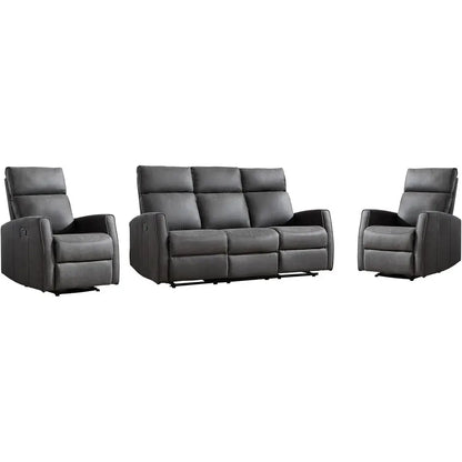 Manual Recliner Soa Set or Living Room, ern Reclining Couch urniture Set, Included 2pcs Reclining Chair and Wall-Her 3-Seater Re