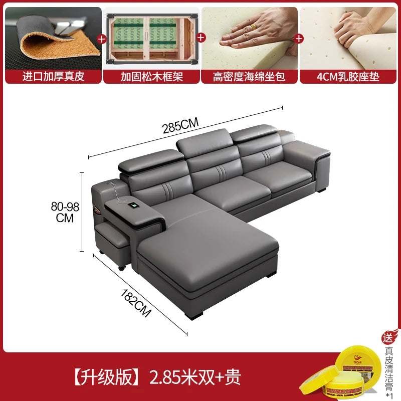 Genuine Leather Modern Sofas Luxury Classic Bedrooms Cinema Sofas Comfortable Straight Muebles Para El Hogar Home Accessories