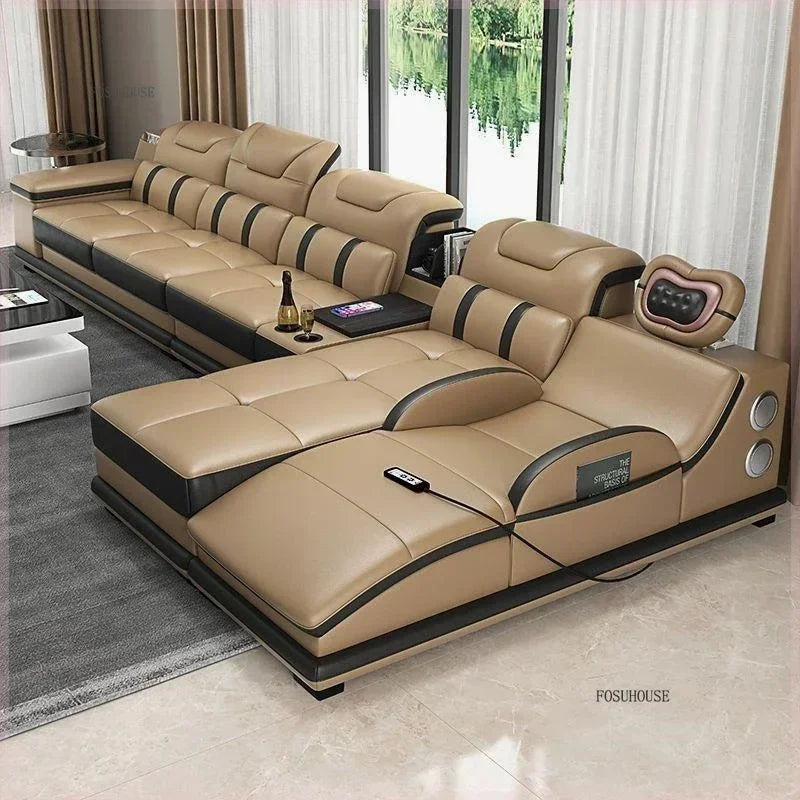 Modern Artificial Leather Living Room Sofa Combination Luxury Chaise Longue High-end Sofas Living Room Furniture
