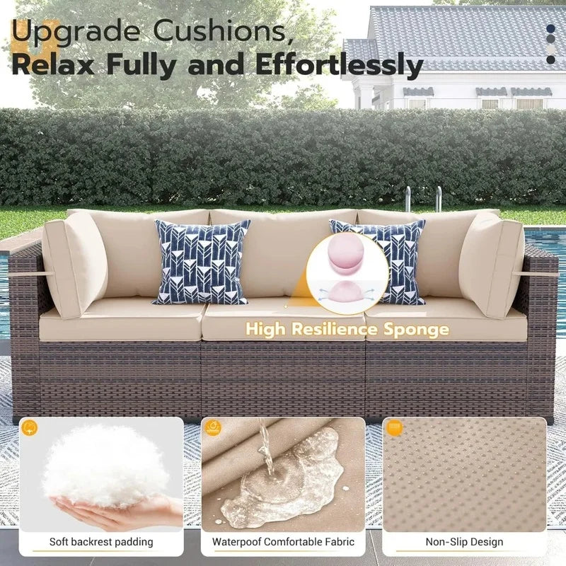 7-Piece Modular Wicker Outdoor Sectional Sofa Set with Waterproof Cover - Stylish Patio Furniture for Outdoor Conversations