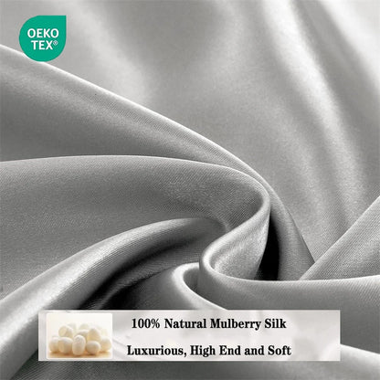 100% Mulberry Silk Bedding Set Solid Color Natural Silk Duvet Cover Set Twin King Queen Size Bed 3pcs/4pcs/5pcs Bed Sheet Set