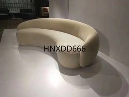Fabric Minimalist Designer Living Room Arc Cashew Sofa Beauty Salon Lambswool Sofa
