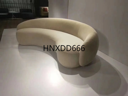 Fabric Minimalist Designer Living Room Arc Cashew Sofa Beauty Salon Lambswool Sofa