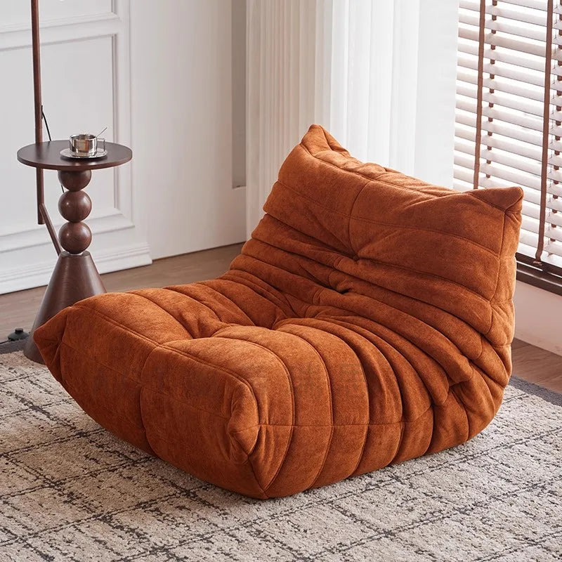 Caterpillar Sofa Togo Balcony Leisure Single Chair Fabric Down Can Lie Down And Sleep Cream Lying Lazy Sofa