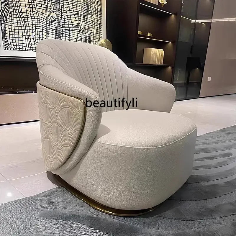 Italian light luxury design single sofa chair modern villa living room home fabric leisure chair9338