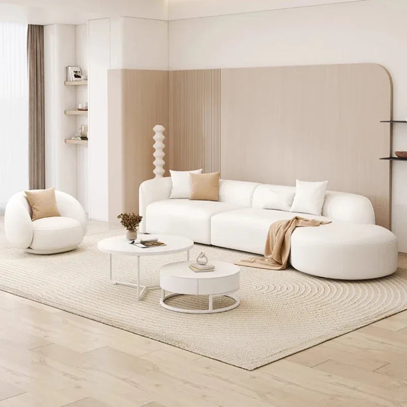 Cream Wind Sofa Modern Simple Aesthetics Designer Relaxing Sofa White Trendy Luxury Living Room Muebles Lounge Suite Furniture