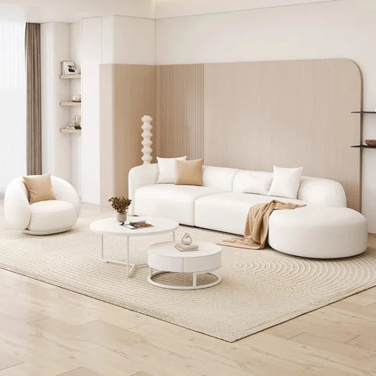 Cream Wind Sofa Modern Simple Aesthetics Designer Relaxing Sofa White Trendy Luxury Living Room Muebles Lounge Suite Furniture