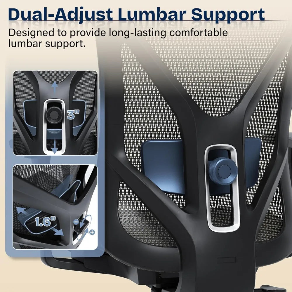 Adjustable Ergonomic Office Chair with Mesh Seat, Lumbar Support, 3D Armrests, and Tilt Mechanism