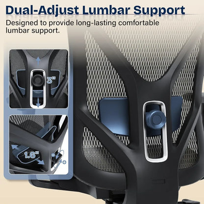 Adjustable Ergonomic Office Chair with Mesh Seat, Lumbar Support, 3D Armrests, and Tilt Mechanism